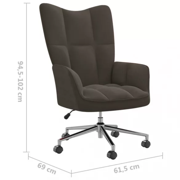 sötétszürke bársony pihenőfotel