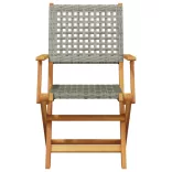 7 részes szürke polyrattan és tömör fa kerti étkezőgarnitúra