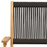 7 részes fekete polipropilén és tömör fa kerti étkezőgarnitúra