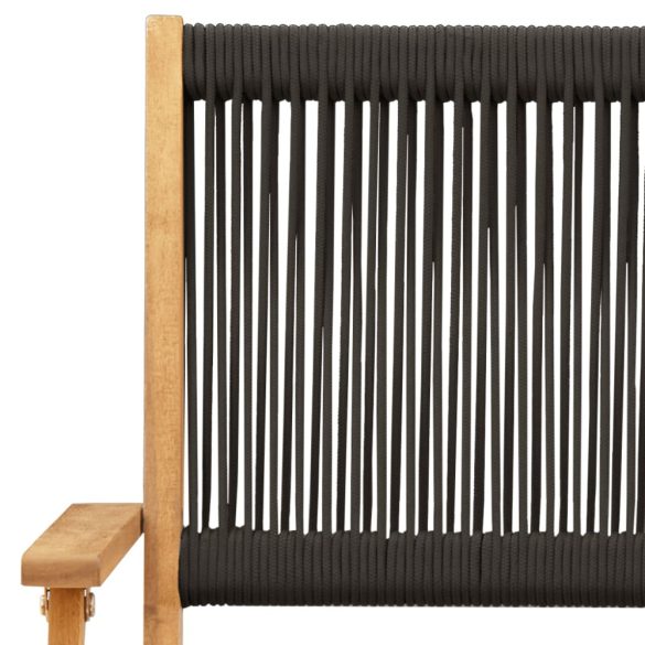 7 részes fekete polipropilén és tömör fa kerti étkezőgarnitúra