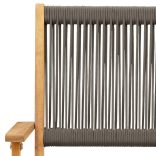 7 részes szürke polipropilén és tömör fa kerti étkezőgarnitúra