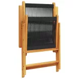 7-részes fekete polipropilén és tömör fa kerti étkezőgarnitúra