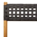 3 részes fekete polyrattan és tömör fa bisztrószett