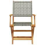 3 részes szürke polyrattan és tömör fa bisztrószett