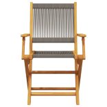 3 részes szürke polipropilén és tömör fa bisztrószett