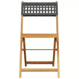 3 részes fekete polyrattan és tömör fa bisztrószett