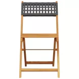 3 részes fekete polyrattan és tömör fa bisztrószett