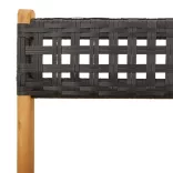 3 részes fekete polyrattan és tömör fa bisztrószett