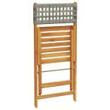 3 részes szürke polyrattan és tömör fa bisztrószett