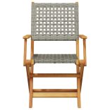 3 részes szürke polyrattan és tömör fa bisztrószett