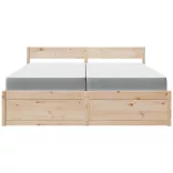 tömör fenyőfa ágy fiókkal és matraccal 200 x 200 cm