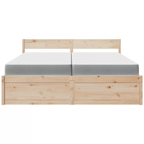 tömör fenyőfa ágy fiókkal és matraccal 200 x 200 cm