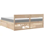 tömör fenyőfa ágy fiókkal és matraccal 200 x 200 cm