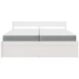 fehér tömör fenyőfa ágy fiókokkal és matraccal 200 x 200 cm