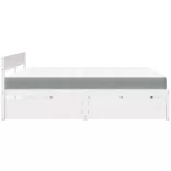 fehér tömör fenyőfa ágy fiókokkal és matraccal 200 x 200 cm