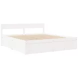 fehér tömör fenyőfa ágy fiókokkal és matraccal 200 x 200 cm