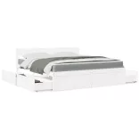 fehér tömör fenyőfa ágy fiókokkal és matraccal 180 x 200 cm