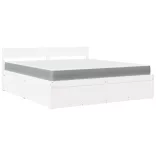 fehér tömör fenyőfa ágy fiókokkal és matraccal 180 x 200 cm