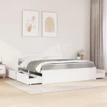 fehér tömör fenyőfa ágy fiókokkal és matraccal 180 x 200 cm