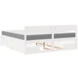 fehér tömör fenyőfa ágy fiókokkal és matraccal 180 x 200 cm