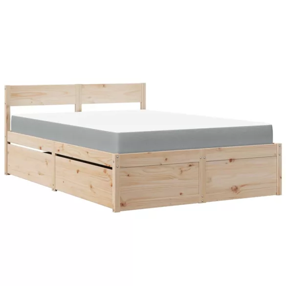 tömör fenyőfa ágy fiókokkal és matraccal 120 x 200 cm