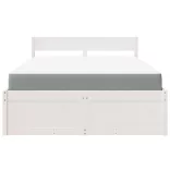 fehér tömör fenyőfa ágy fiókokkal és matraccal 120 x 200 cm