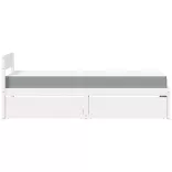 fehér tömör fenyőfa ágy fiókokkal és matraccal 100 x 200 cm