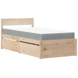 tömör fenyőfa ágy fiókokkal és matraccal 90 x 200 cm