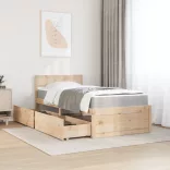 tömör fenyőfa ágy fiókokkal és matraccal 90 x 200 cm