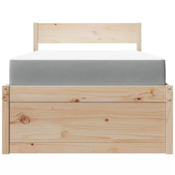 tömör fenyőfa ágy fiókokkal és matraccal 90 x 200 cm
