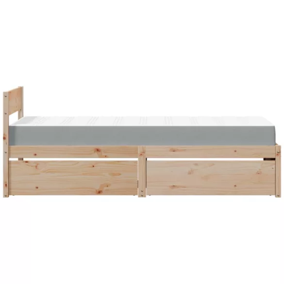 tömör fenyőfa ágy fiókokkal és matraccal 90 x 200 cm