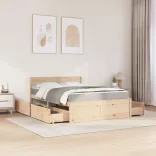 tömör fenyőfa ágy fiókokkal és matraccal 120 x 190 cm
