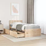 tömör fenyőfa ágy fiókokkal és matraccal 90 x 190 cm