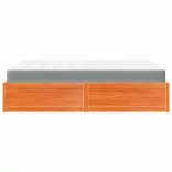 viaszbarna tömör fenyőfa ágy matraccal 140 x 200 cm