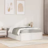 fehér tömör fenyőfa ágy matraccal 140 x 190 cm