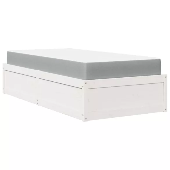 fehér tömör fenyőfa ágykeret matraccal 90 x 190 cm