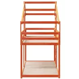 viaszbarna tömör fenyőfa ágy emelettel és tetővel 90 x 200 cm