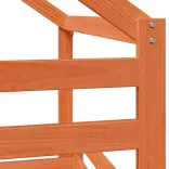 viaszbarna tömör fenyőfa ágy emelettel és tetővel 90 x 200 cm