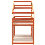 viaszbarna tömör fenyőfa ágy emelettel és tetővel 90 x 190 cm