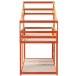 viaszbarna tömör fenyőfa ágy emelettel és tetővel 75 x 190 cm