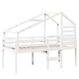 fehér tömör fenyőfa magasított ágy tetővel 80 x 200 cm