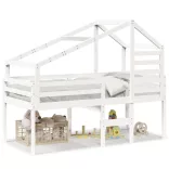 fehér tömör fenyőfa magasított ágy tetővel 80 x 200 cm