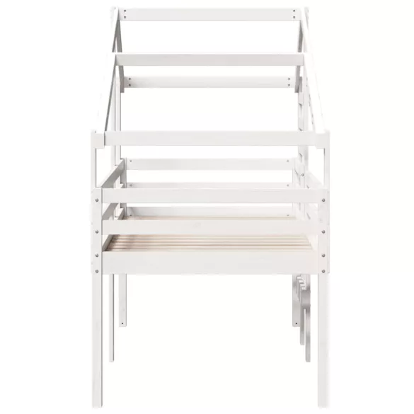 fehér tömör fenyőfa magasított ágy tetővel 80 x 200 cm