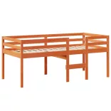 viaszbarna tömör fenyőfa magasított ágy tetővel 80 x 200 cm