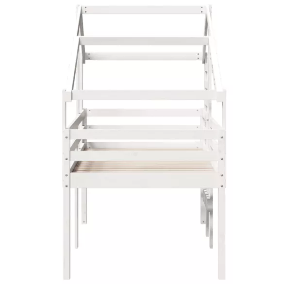 fehér tömör fenyőfa magasított ágy tetővel 90 x 200 cm