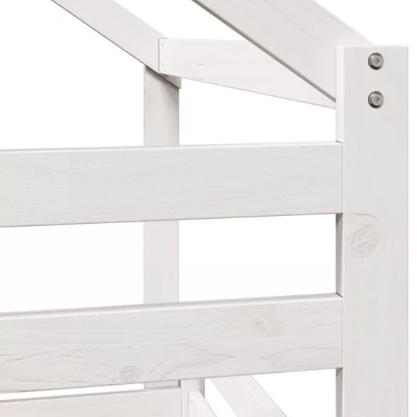 fehér tömör fenyőfa magasított ágy tetővel 90 x 200 cm