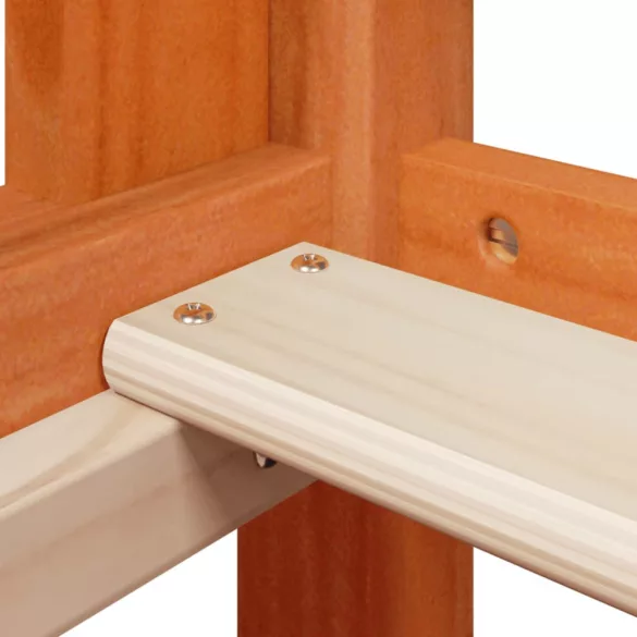 viaszbarna tömör fenyőfa magasított ágy tetővel 90 x 200 cm