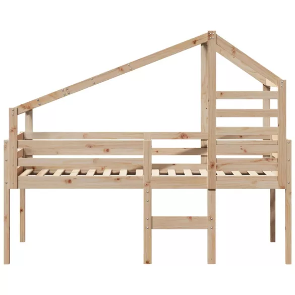 tömör fenyőfa magasított ágy tetővel 75 x 190 cm