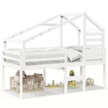 fehér tömör fenyőfa magasított ágy tetővel 75 x 190 cm