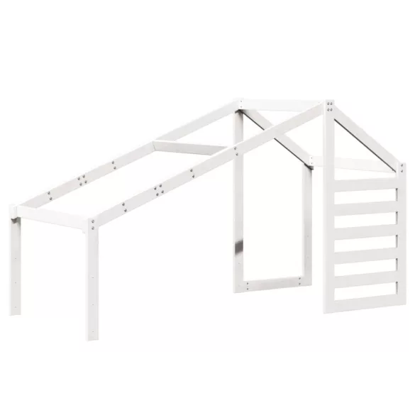 fehér tömör fenyőfa magasított ágy tetővel 75 x 190 cm